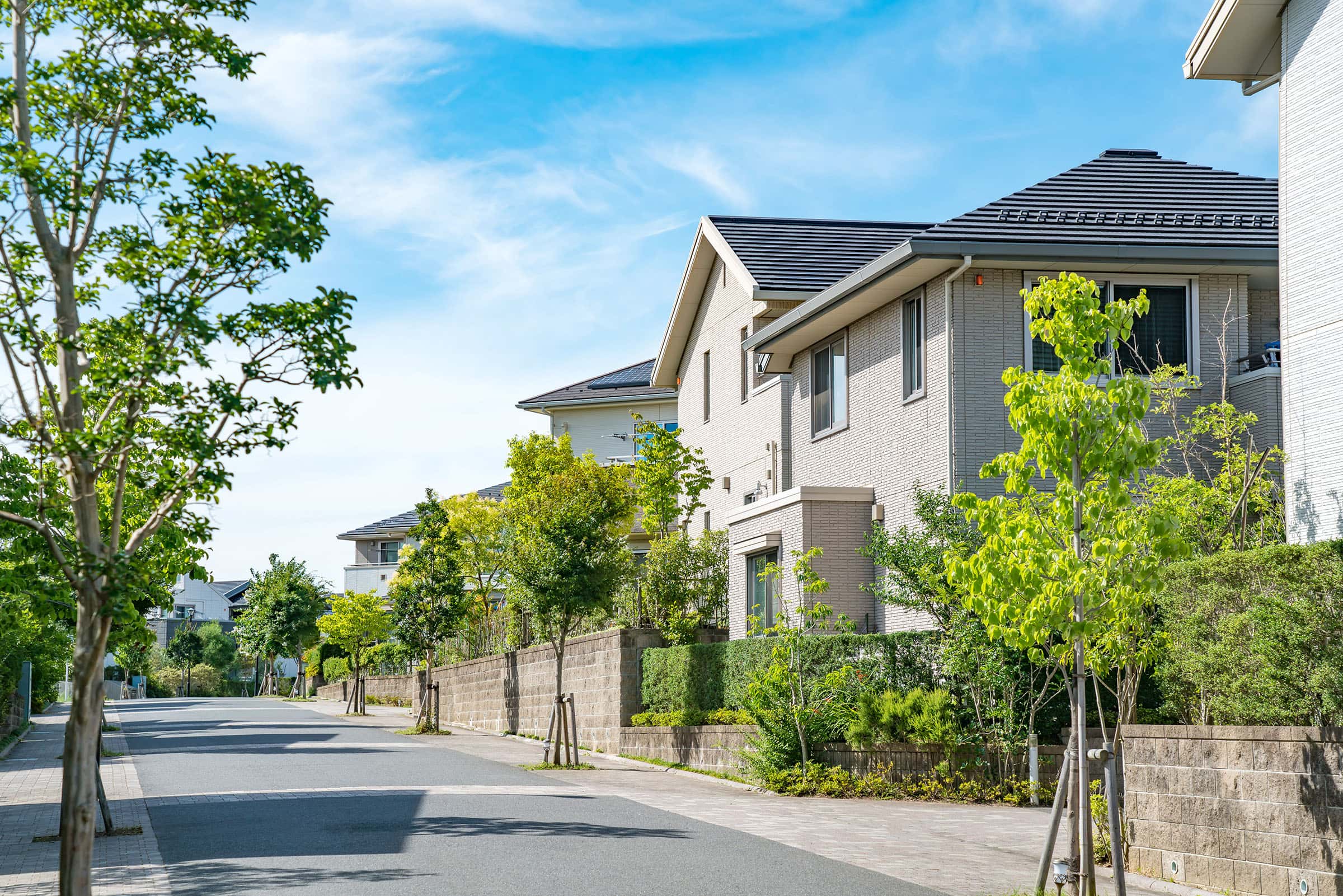 街路沿いに並ぶ住宅